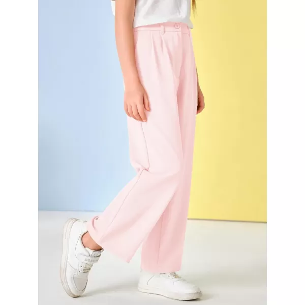 Kids Girls High Waist Wide Leg School Uniform Pants 5-14 Years