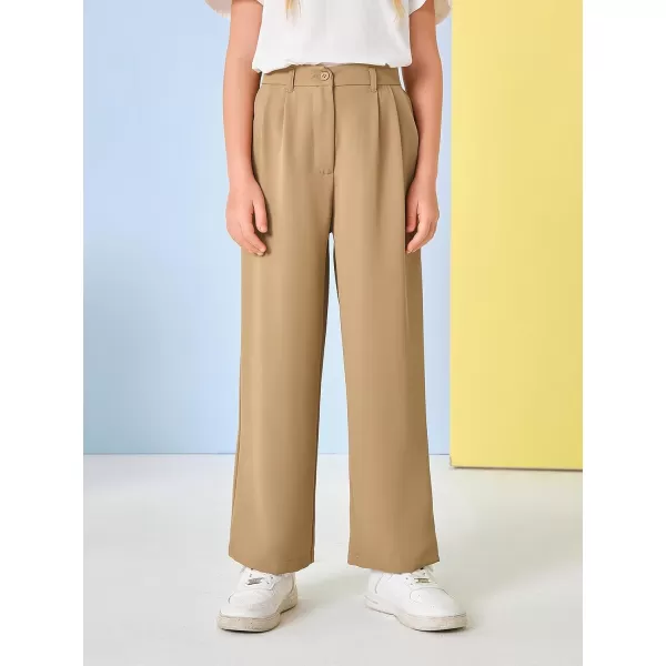 Kids Girls High Waist Wide Leg School Uniform Pants 5-14 Years