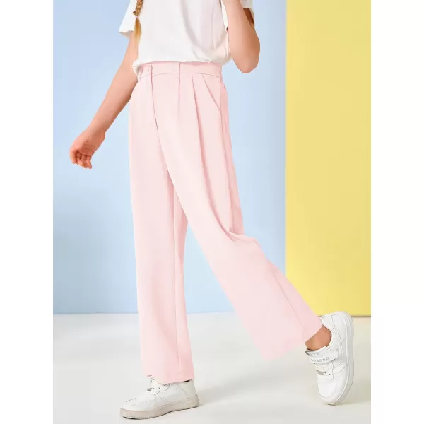 Kids Girls High Waist Wide Leg School Uniform Pants 5-14 Years