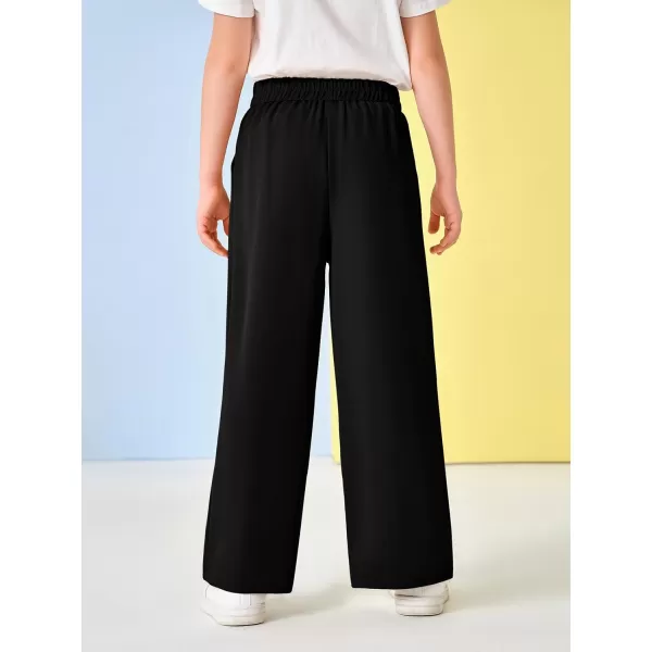 Kids Girls High Waist Wide Leg School Uniform Pants 5-14 Years