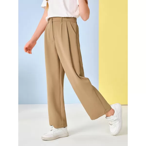 Kids Girls High Waist Wide Leg School Uniform Pants 5-14 Years