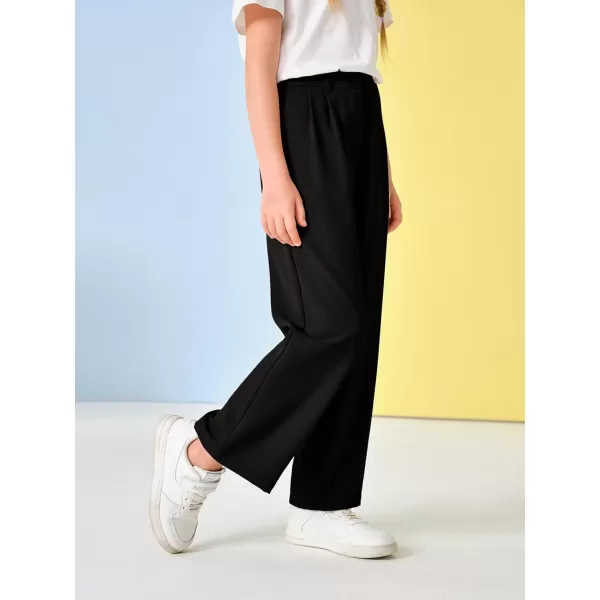 Kids Girls High Waist Wide Leg School Uniform Pants 5-14 Years