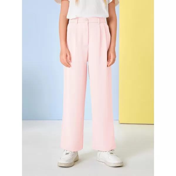 Kids Girls High Waist Wide Leg School Uniform Pants 5-14 Years