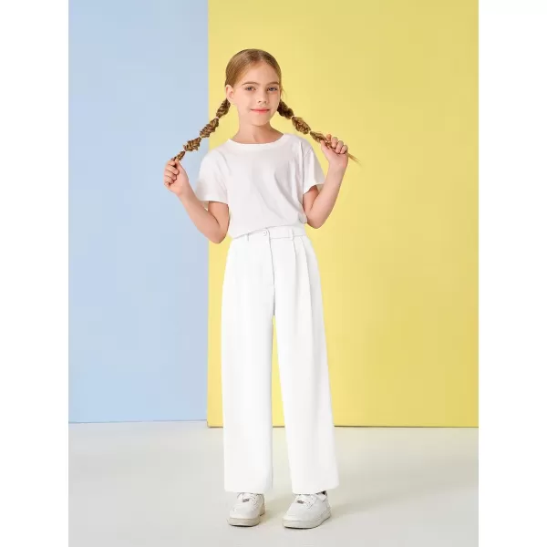 Kids Girls High Waist Wide Leg School Uniform Pants 5-14 Years