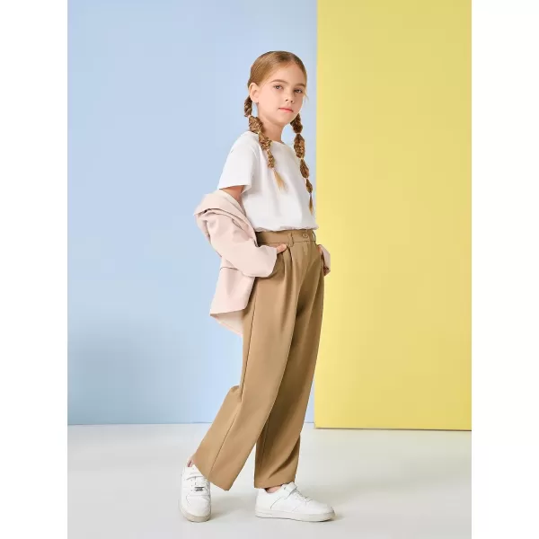 Kids Girls High Waist Wide Leg School Uniform Pants 5-14 Years