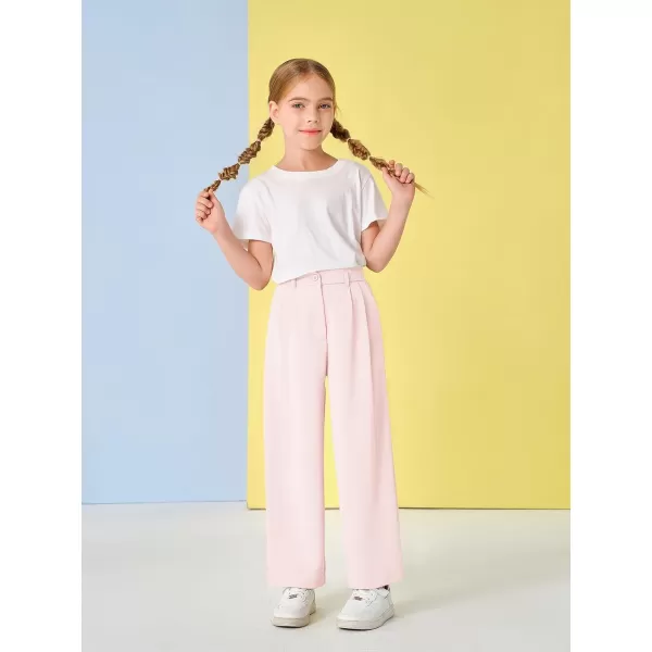 Kids Girls High Waist Wide Leg School Uniform Pants 5-14 Years
