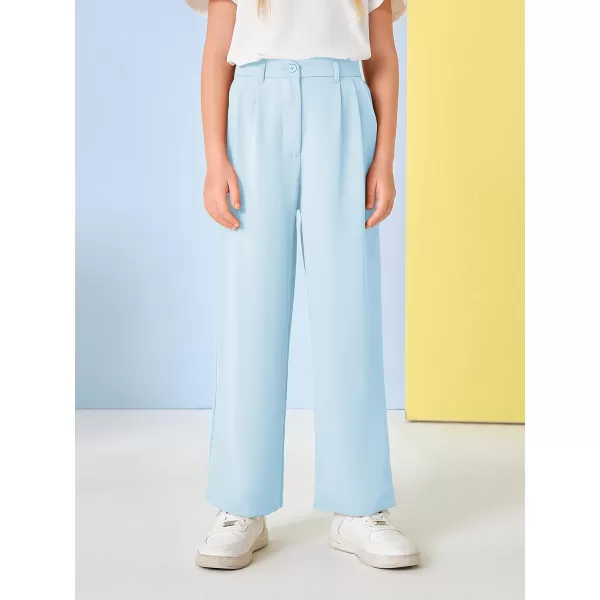 Kids Girls High Waist Wide Leg School Uniform Pants 5-14 Years