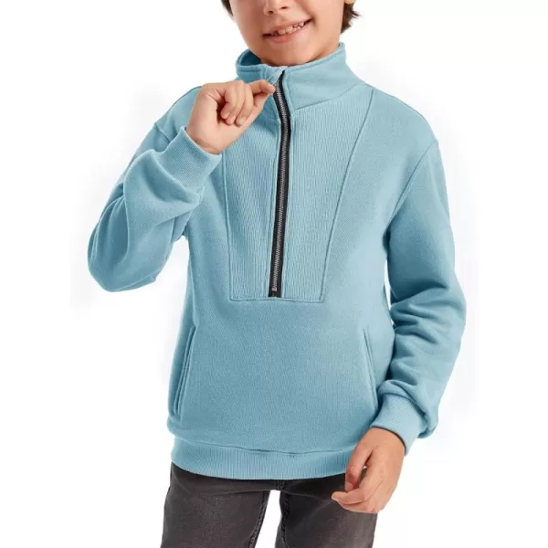 Boys Half Zip Pullover Sweatshirts Kids Fashion Fleece Lined Stand Collar Sweatshirt 5-14 Years