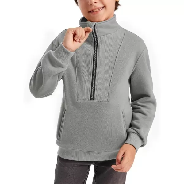 Boys Half Zip Pullover Sweatshirts Kids Fashion Fleece Lined Stand Collar Sweatshirt 5-14 Years