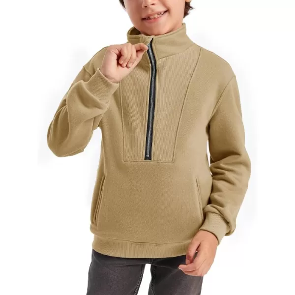 Boys Half Zip Pullover Sweatshirts Kids Fashion Fleece Lined Stand Collar Sweatshirt 5-14 Years