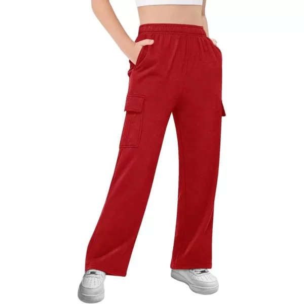 Girls Kids Cargo Sweatpants Wide Straight Leg Jogger Pants 5-14 years