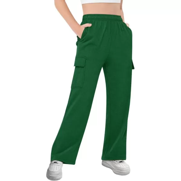 Girls Kids Cargo Sweatpants Wide Straight Leg Jogger Pants 5-14 years
