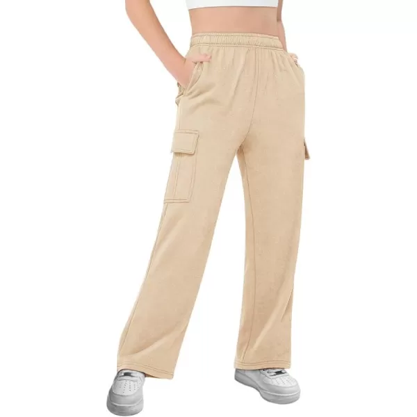 Girls Kids Cargo Sweatpants Wide Straight Leg Jogger Pants 5-14 years
