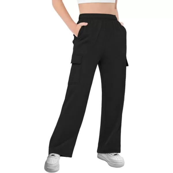 Girls Kids Cargo Sweatpants Wide Straight Leg Jogger Pants 5-14 years