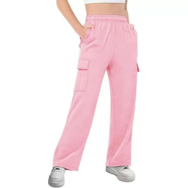 Girls Kids Cargo Sweatpants Wide Straight Leg Jogger Pants 5-14 years
