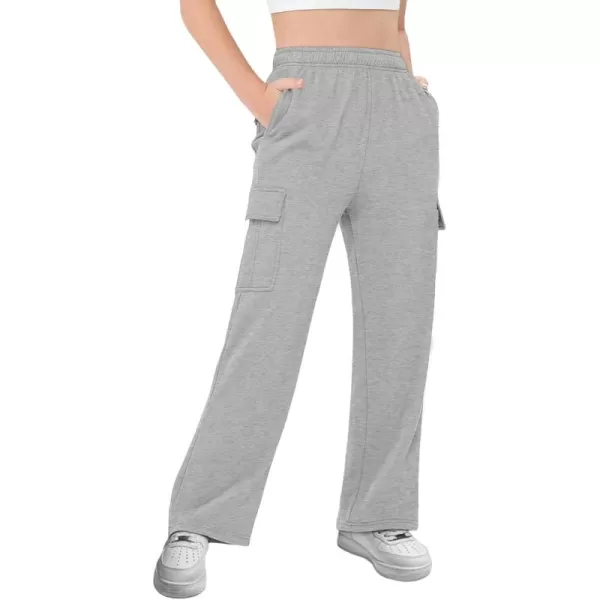 Girls Kids Cargo Sweatpants Wide Straight Leg Jogger Pants 5-14 years