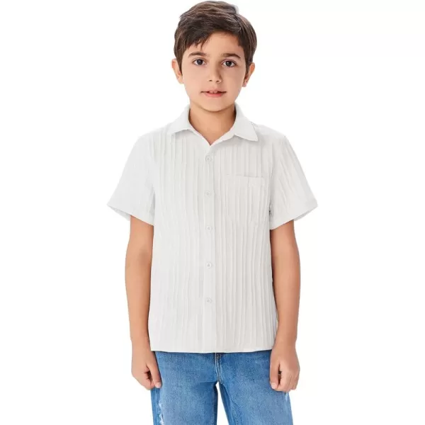 Haloumoning Boys Button Down Shirt Kids Casual Short Sleeve Textured Summer Shirt 5-14 Years
