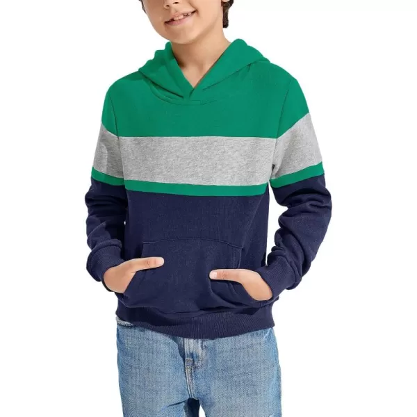 Haloumoning Boys Color Block Pullover Hoodies Kids Fashion Hooded Sweatshirts with Kangaroo Pockets
