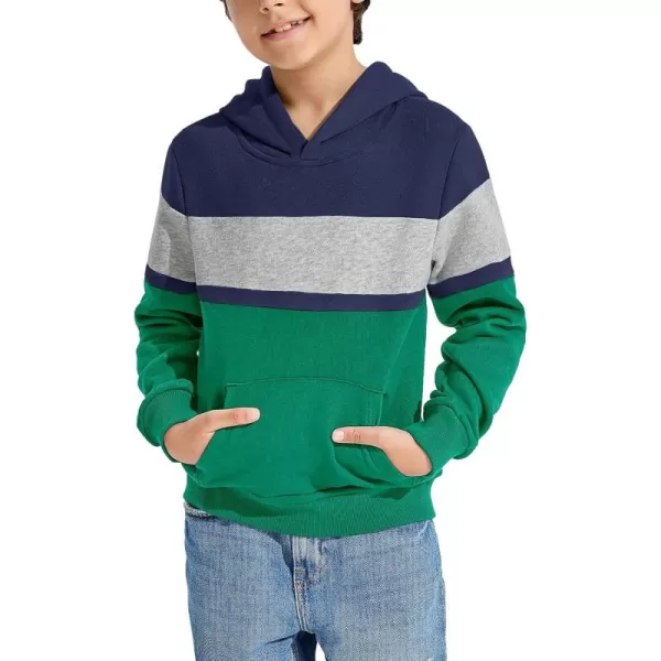 Haloumoning Boys Color Block Pullover Hoodies Kids Fashion Hooded Sweatshirts with Kangaroo Pockets