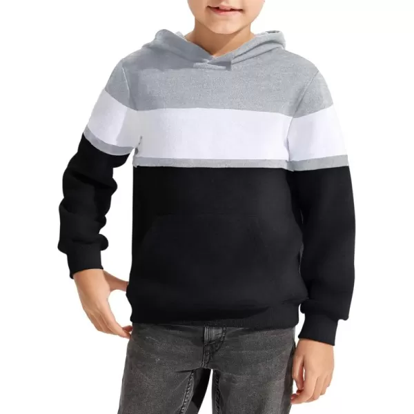 Haloumoning Boys Color Block Pullover Hoodies Kids Fashion Hooded Sweatshirts with Kangaroo Pockets