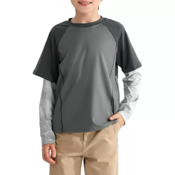 Haloumoning Boys Rash Guard Athletic Shirt Raglan Long Sleeve Lightweight Tops Tshirts for Kids 5-14Y