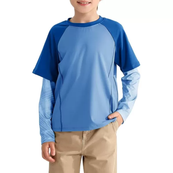 Haloumoning Boys Rash Guard Athletic Shirt Raglan Long Sleeve Lightweight Tops Tshirts for Kids 5-14Y