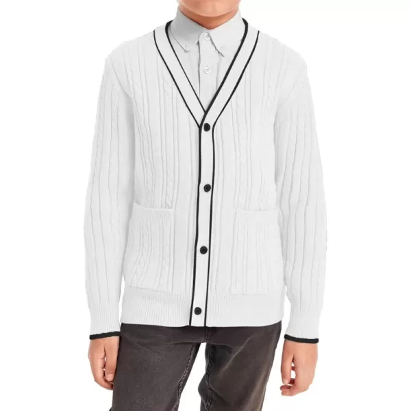 Haloumoning Boys School Uniforms Cardigan Sweaters Kids Cable Knit V Neck Clothing 5-14 years