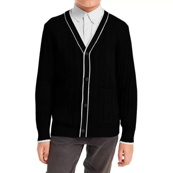 Haloumoning Boys School Uniforms Cardigan Sweaters Kids Cable Knit V Neck Clothing 5-14 years