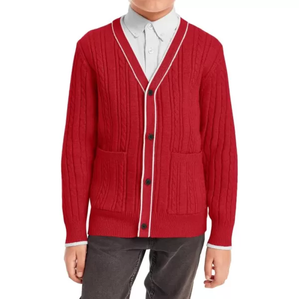 Haloumoning Boys School Uniforms Cardigan Sweaters Kids Cable Knit V Neck Clothing 5-14 years