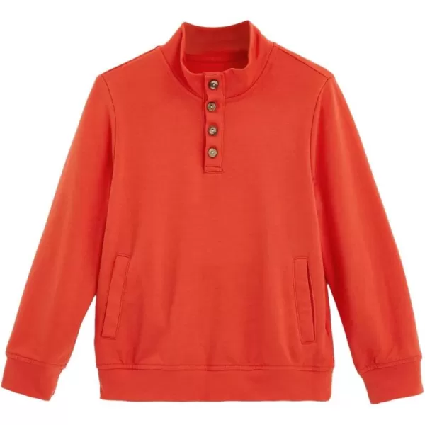 Haloumoning Boys Sweatshirt Quarter Button Kids Fashion Long Sleeve Stand Collar Pullover Tops with Pockets