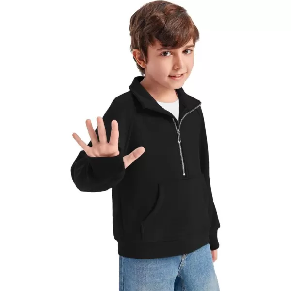 Haloumoning Boys Thumb Hole Sweatshirts Half Zipper Long Sleeve Fleece Pullover with Pockets 5-14 Years