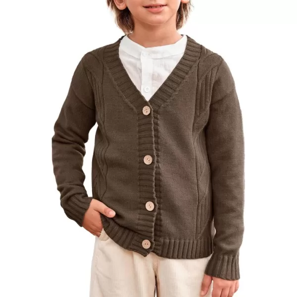 Haloumoning Boy's V Neck Cardigan Sweaters Kids Fashion Cable Knit Button Down Fall Winter Outerwear Coats