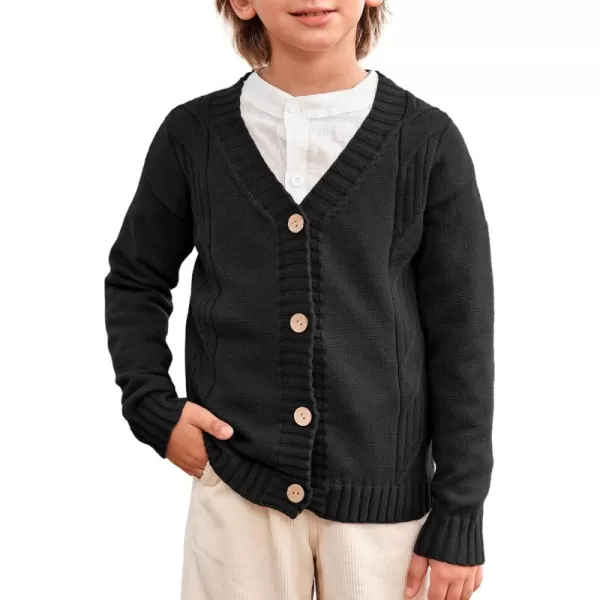 Haloumoning Boy's V Neck Cardigan Sweaters Kids Fashion Cable Knit Button Down Fall Winter Outerwear Coats