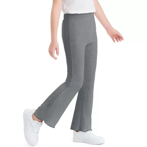 Haloumoning Girls Bell Bottom Stretchy Knit Pants Summer Flare Ribbed Bootcut Leggings 5-14 Years