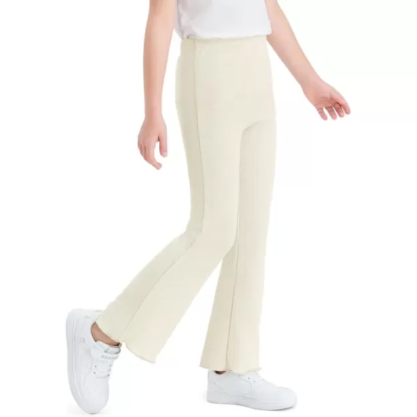 Haloumoning Girls Bell Bottom Stretchy Knit Pants Summer Flare Ribbed Bootcut Leggings 5-14 Years
