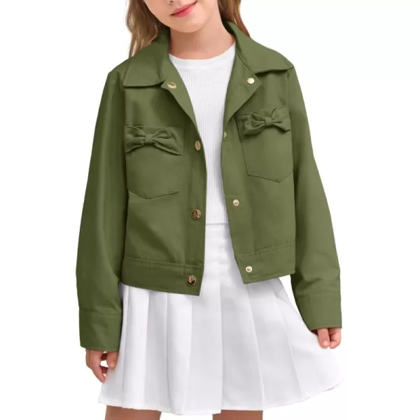 Haloumoning Girls Button Down Crop Jackets Kids Fashion Lapel Outerwear Clothes with Chest Pockets 3-12 Years
