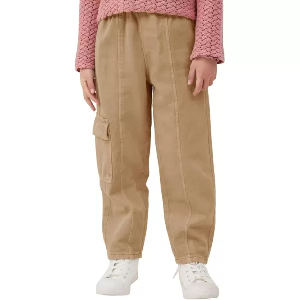 Haloumoning Girls Cargo Pants Kids Fashion Elastic Waist Jogger Trousers with Pockets 5-14 Years