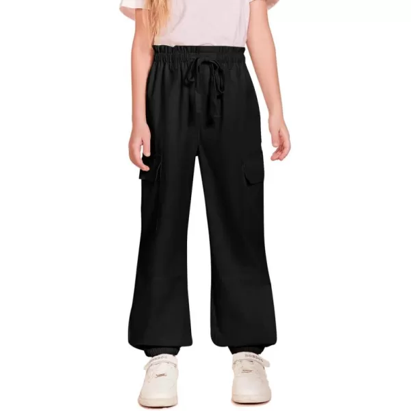 Haloumoning Girls Cargo Pants Streetwear Kids Pants Trendy Jogger Trousers with Pockets 5-14 Years