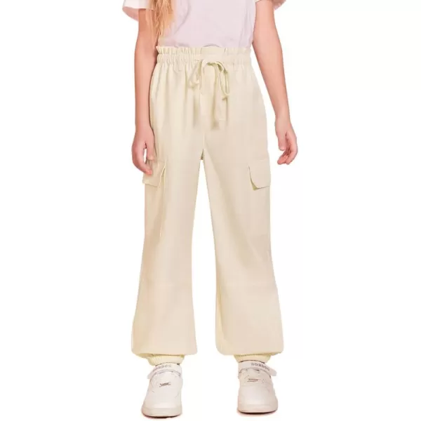 Haloumoning Girls Cargo Pants Streetwear Kids Pants Trendy Jogger Trousers with Pockets 5-14 Years