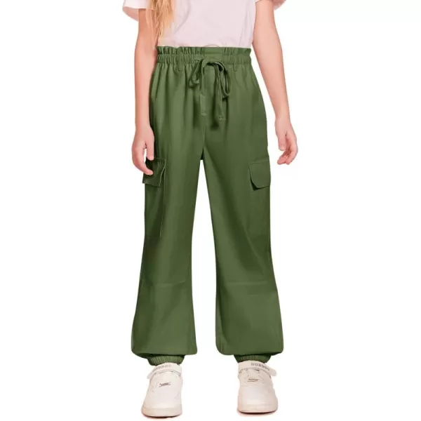 Haloumoning Girls Cargo Pants Streetwear Kids Pants Trendy Jogger Trousers with Pockets 5-14 Years