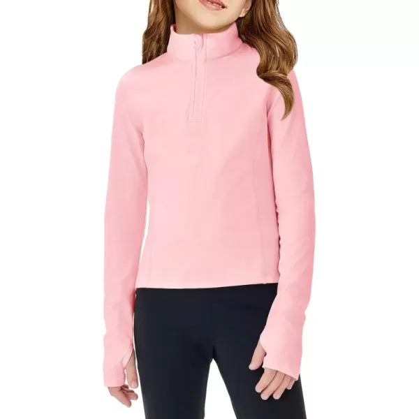 Haloumoning Girls Half Zip Pullover Sweatshirt Long Sleeve Workout Shirts Mock Neck Athletic Cropped Tops