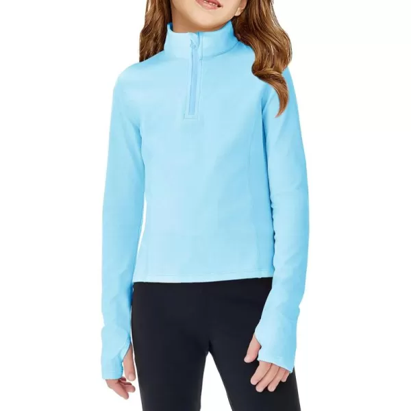 Haloumoning Girls Half Zip Pullover Sweatshirt Long Sleeve Workout Shirts Mock Neck Athletic Cropped Tops