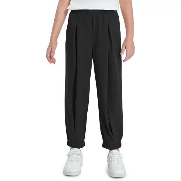 Haloumoning Girls High Waisted Pants Casual Loose Joggers Lounge Trousers with Pockets