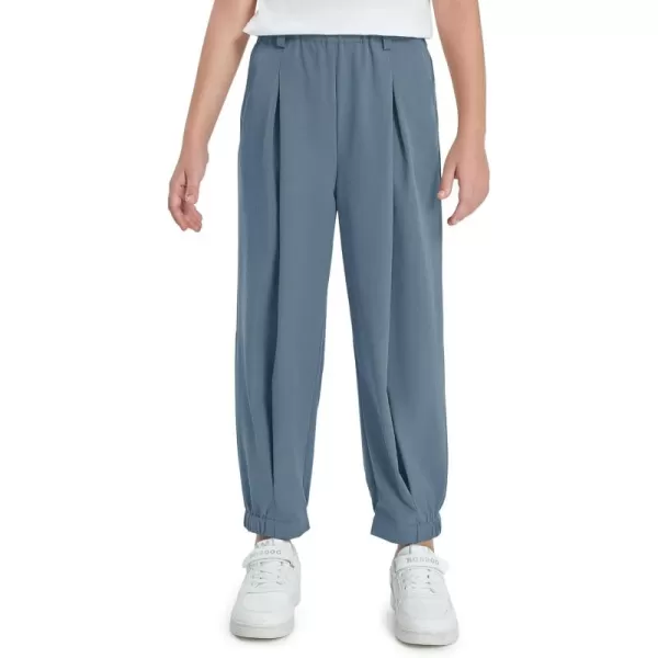 Haloumoning Girls High Waisted Pants Casual Loose Joggers Lounge Trousers with Pockets