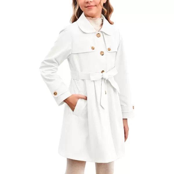 Haloumoning Girls Single Breasted Trench Coat Kids Lapel Long Sleeve Tie Belt Outerwear with Pockets