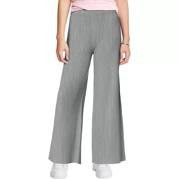 Haloumoning Girls Solid Rib Knit Wide Leg Pants Elastic Waist Flowy Casual Sweater Pants 5-14 Years