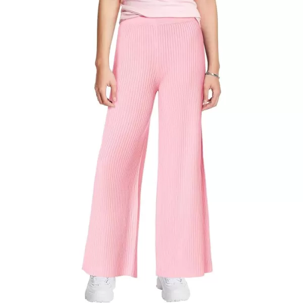 Haloumoning Girls Solid Rib Knit Wide Leg Pants Elastic Waist Flowy Casual Sweater Pants 5-14 Years