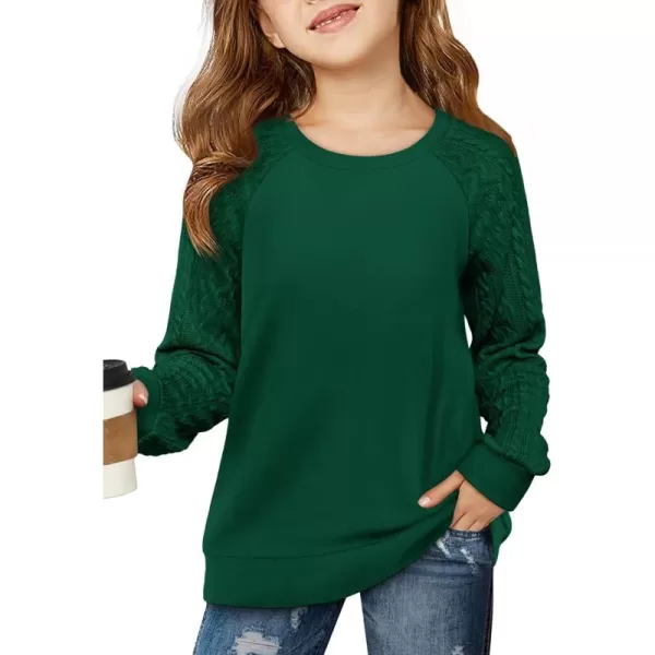 Haloumoning Girls Sweatshirts Kids Casual Cable Knit Long Sleeve Shirts Tunic Tops 4-14 Years