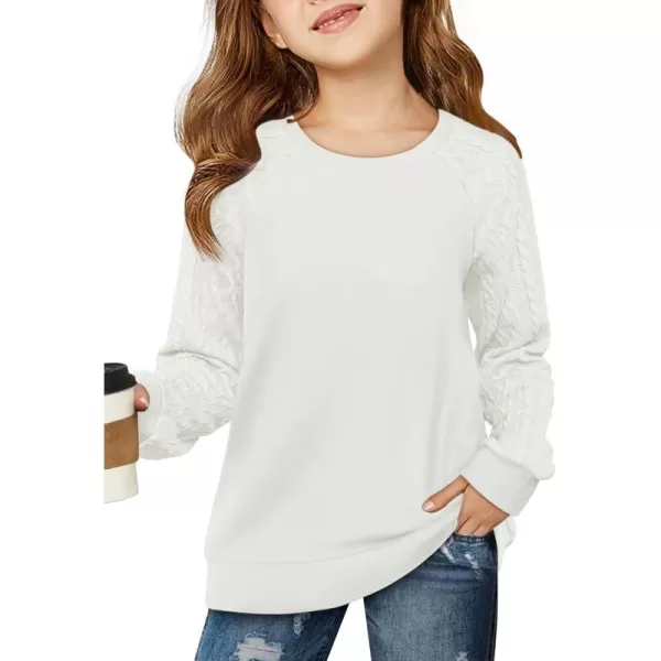 Haloumoning Girls Sweatshirts Kids Casual Cable Knit Long Sleeve Shirts Tunic Tops 4-14 Years