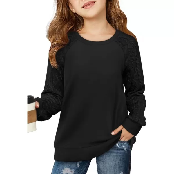 Haloumoning Girls Sweatshirts Kids Casual Cable Knit Long Sleeve Shirts Tunic Tops 4-14 Years